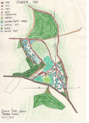 Permaculture design 01: map current terrain Bogata Suma Croatia