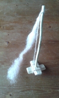 Spinning wool with a drop spindle